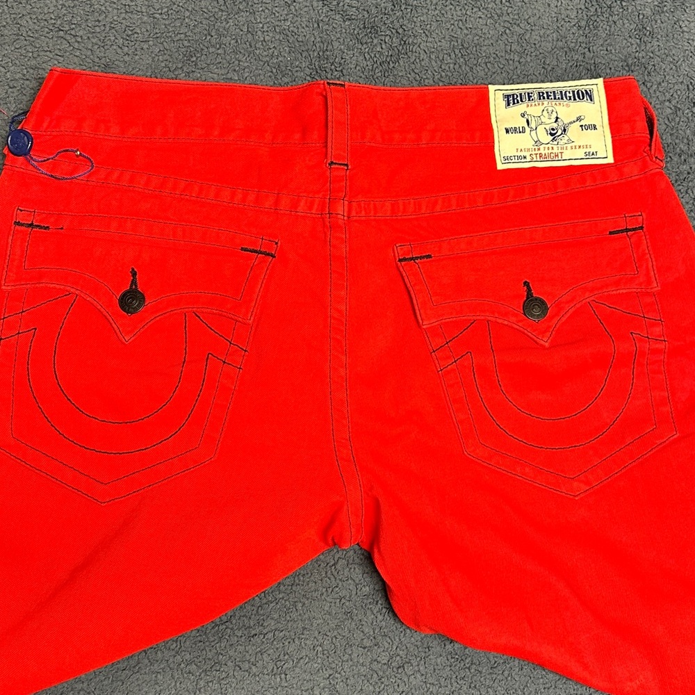 NWOT: True Religion Red Distressed Jeans Size 38 - Picture 6 of 6